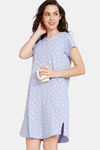 Zivame Bunny Rolls Knit Cotton Knee Length Nightdress - Sweet Lavender — thumbnail 2